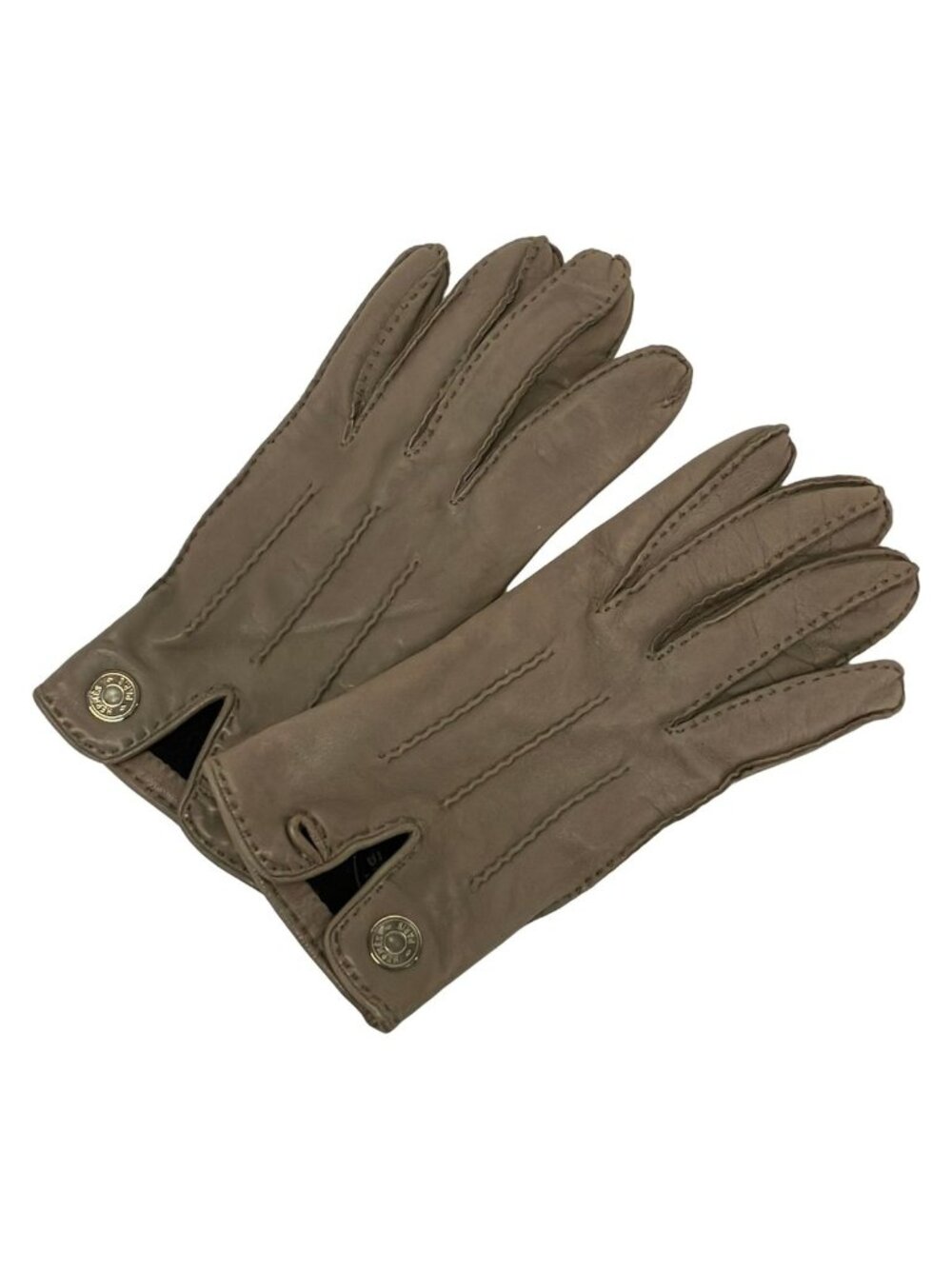Hermes Gloves Gray Beige Sellier Leather